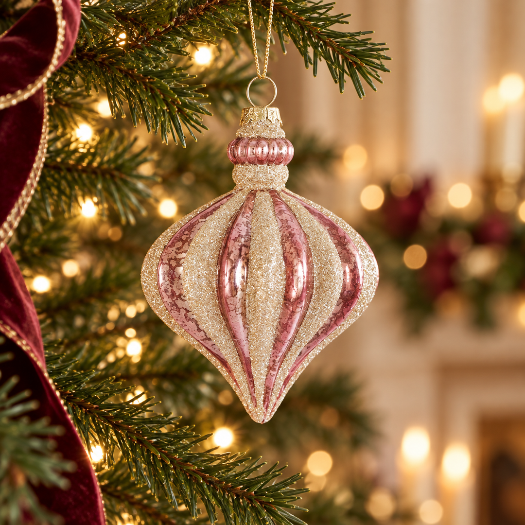 Blush & Champagne Heirloom Glass Ornaments