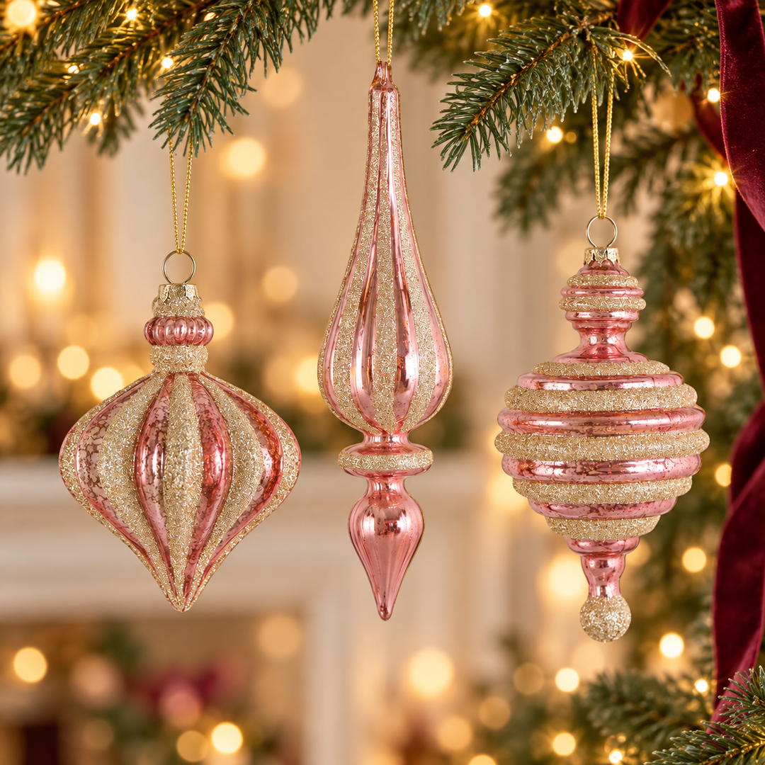Blush & Champagne Heirloom Glass Ornaments