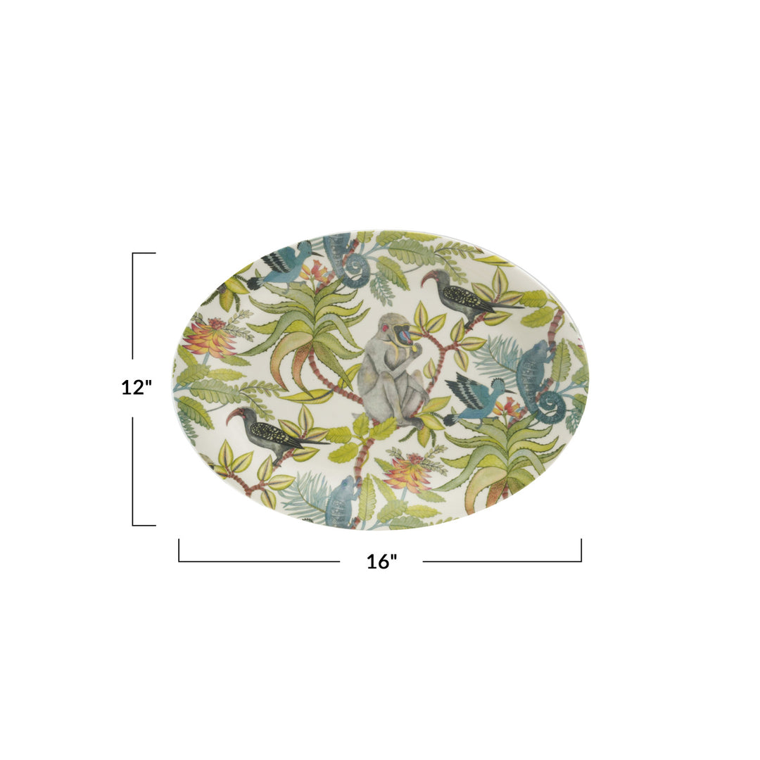 Jungle Reverie Oval Stoneware Platter
