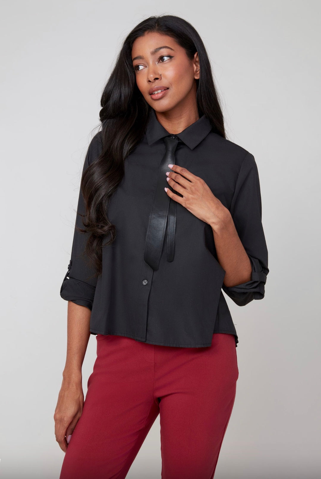 Pleated Perfection Button-Up Blouse
