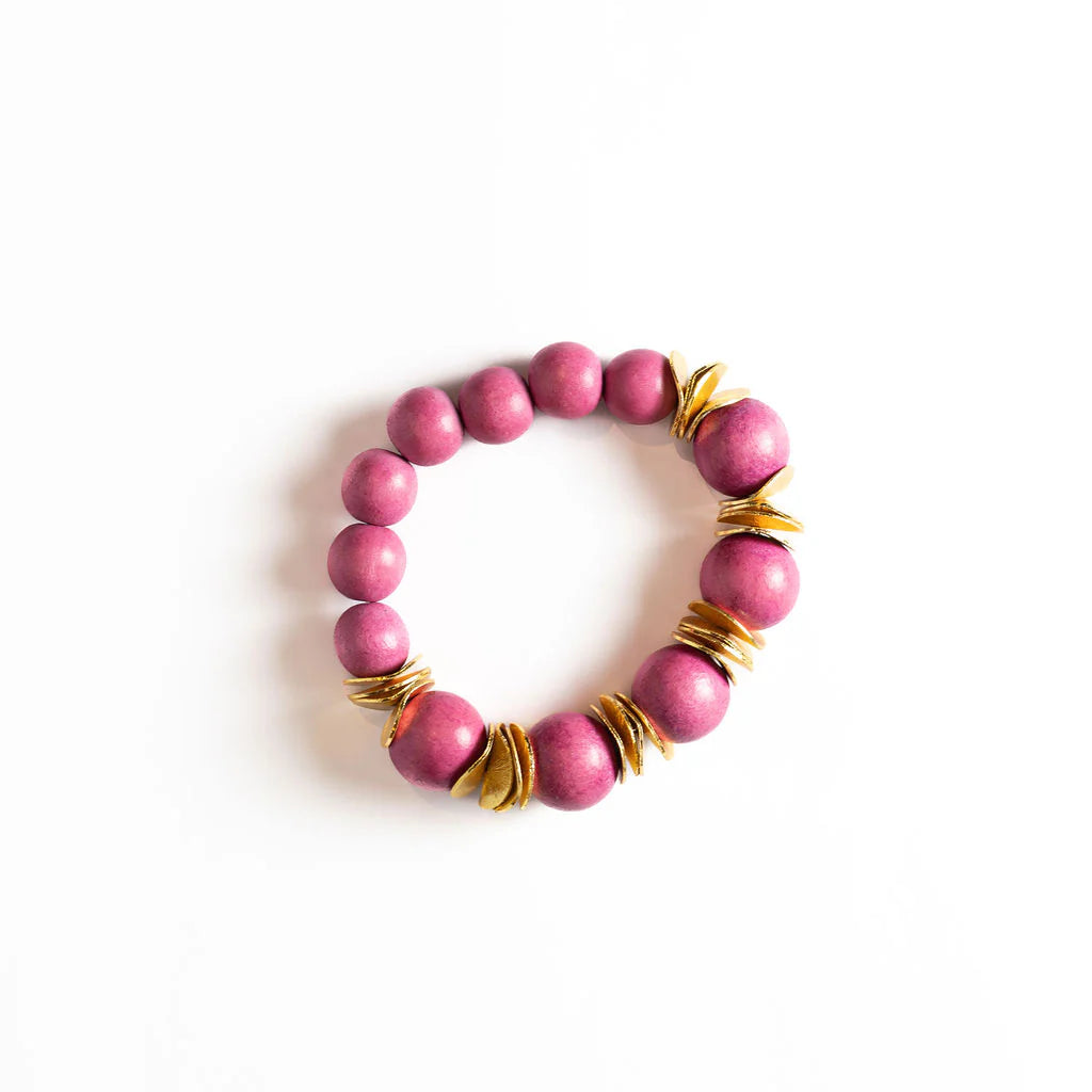 Gilded Wood Beaded Bracelet