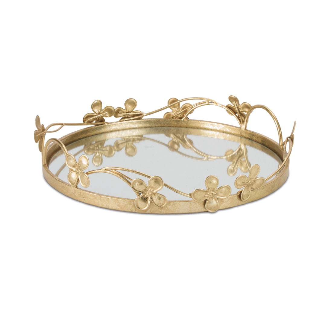 Golden Blossom Mirror Tray