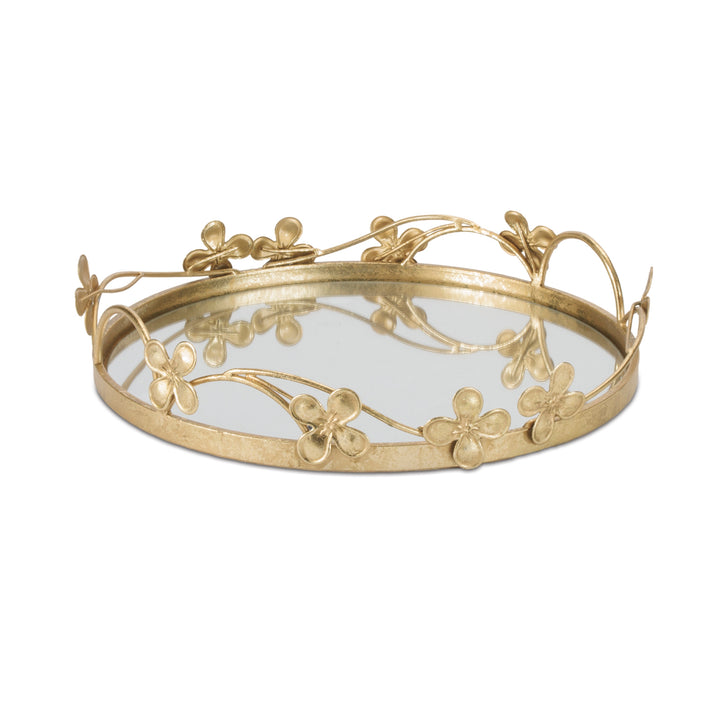 Golden Blossom Mirror Tray