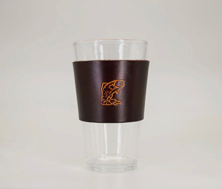 Pint Glass with Genuine Leather Holder