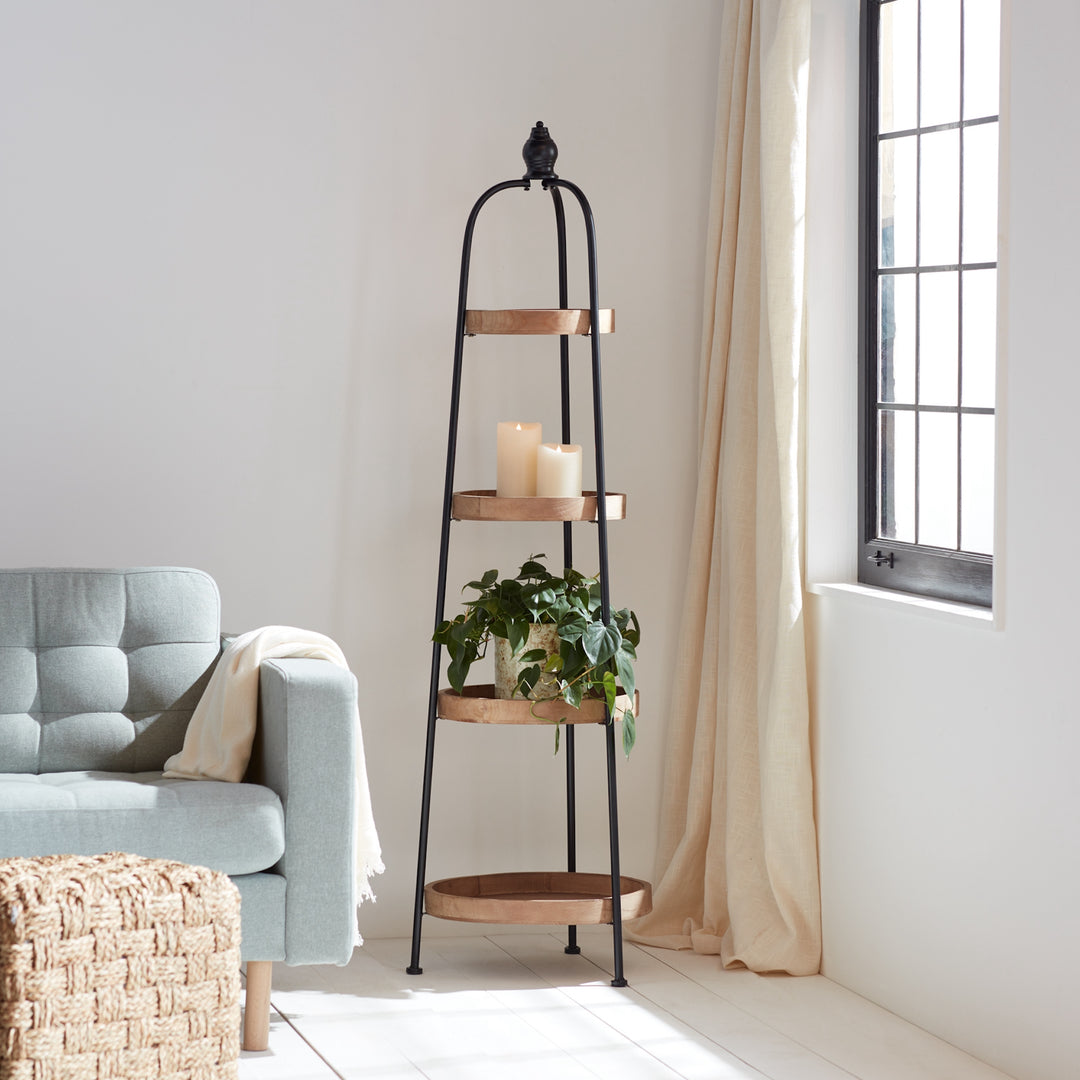 Heritage Four-Tier Iron & Wood Display Tower