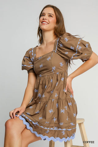 Brown Bow Bubble Dress