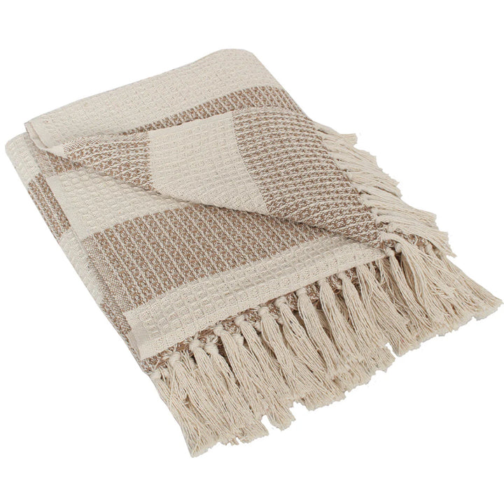 Woven Fringe Throw Blanket Indoor/Outdoor