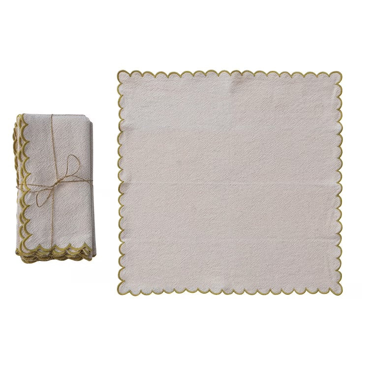 Golden Edge Scalloped Napkin Set
