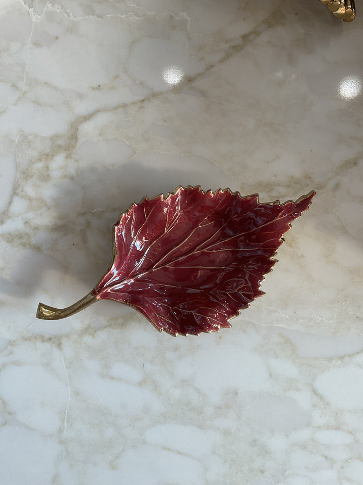 Enamel Leaf Trinket Dish