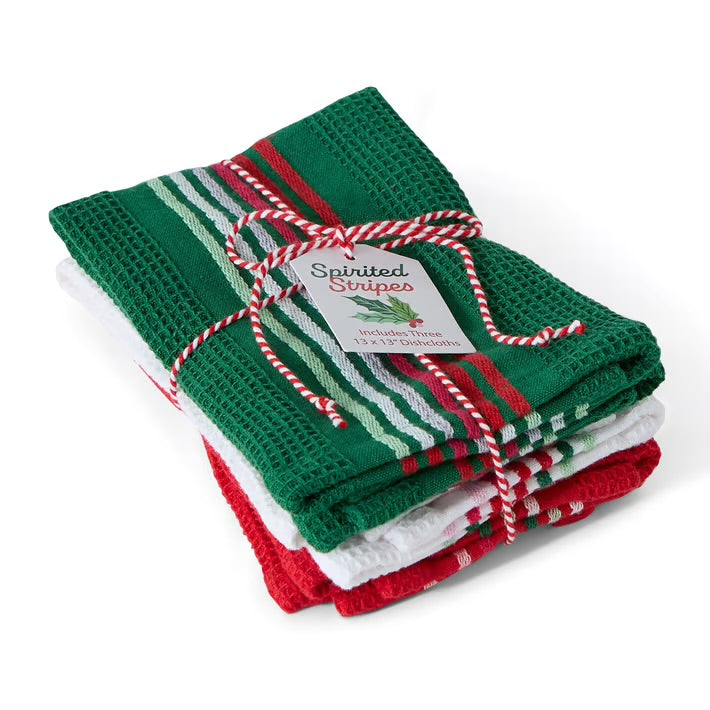 Spirited Stripes Holiday Dishcloth Set