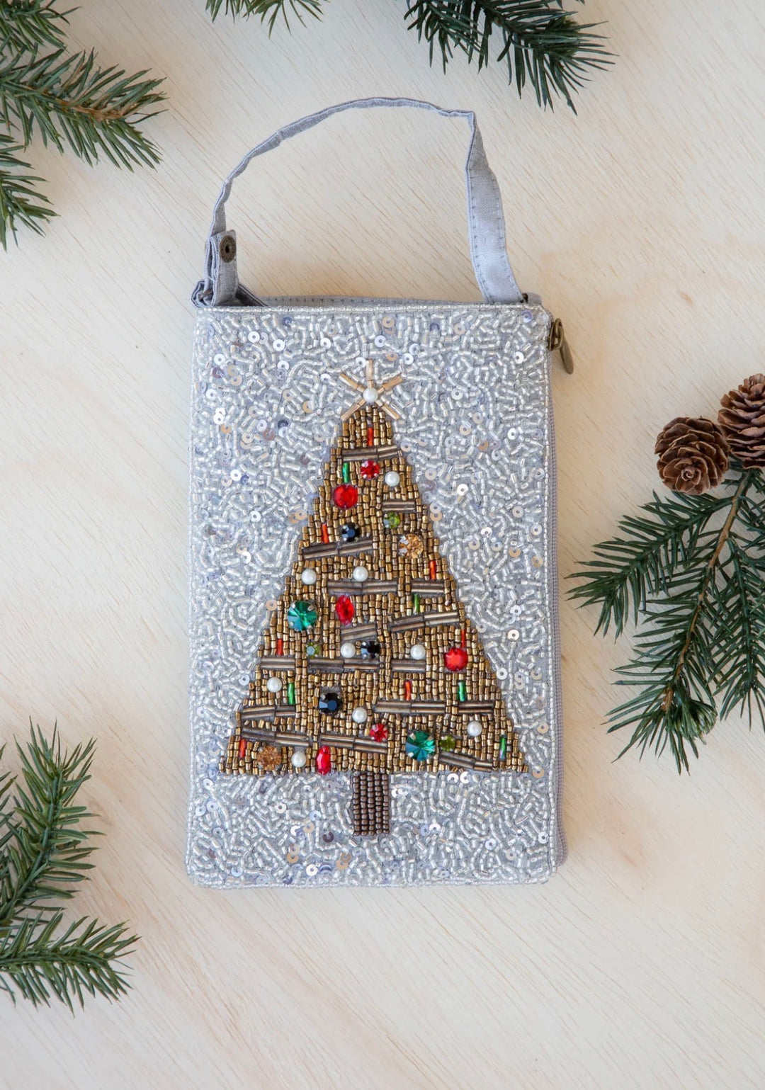 Christmas Tree Beaded Club Bag