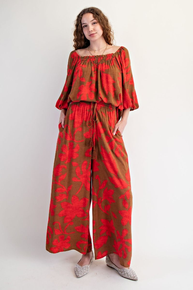 Autumn Petals Wide-Leg Pants