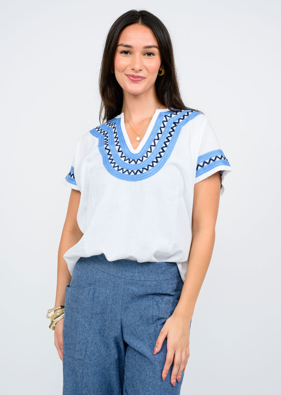 Blue Detail Top
