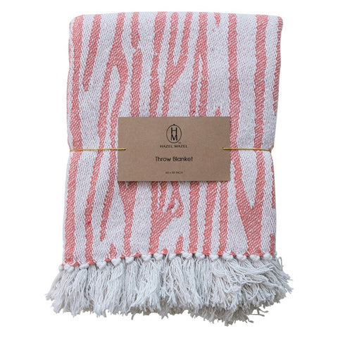 60” Woven Throw Pink/White