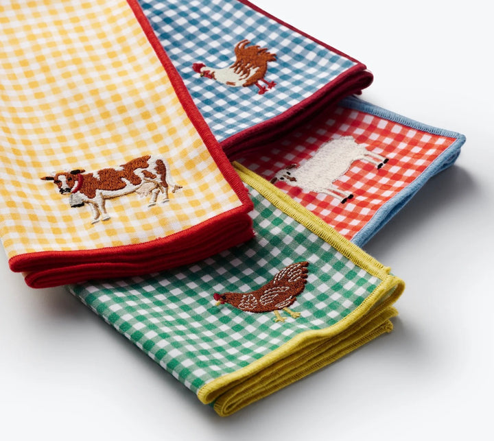 Farmhouse Gingham Embroidered Napkins