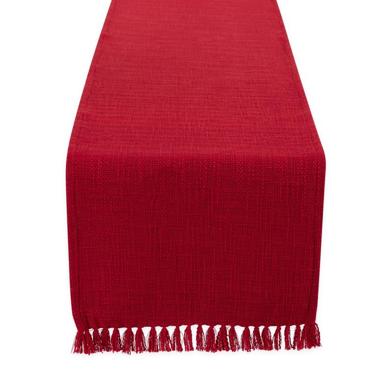 Classic Red Fringe Table Runner – 14” x 72”