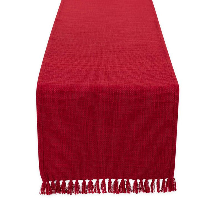Classic Red Fringe Table Runner – 14” x 72”