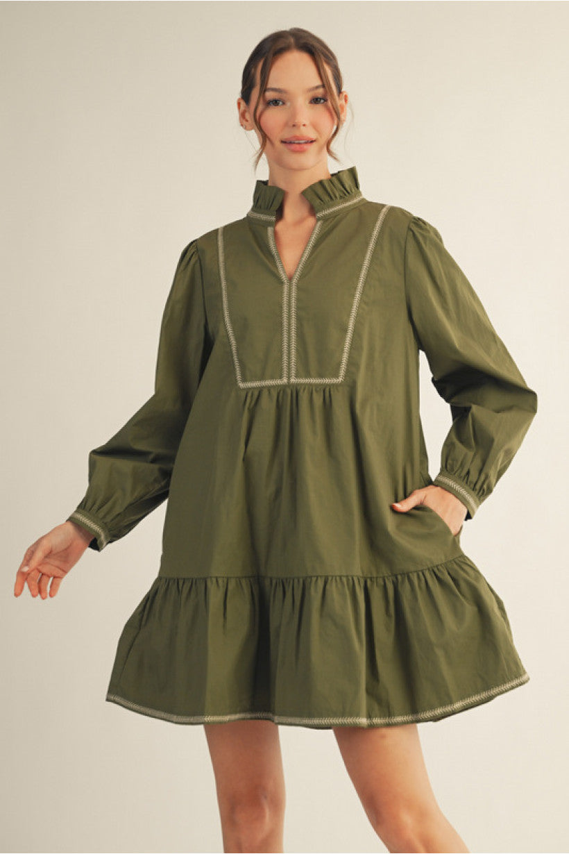 Prairie Ruffle Poplin Dress – Olive Grove