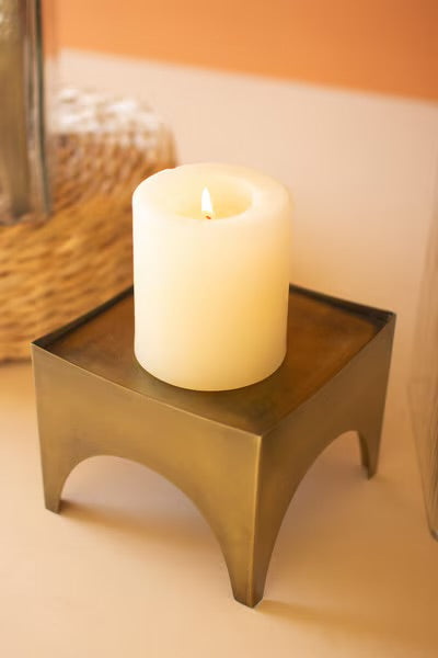 Antique Brass & Glass Square Hurricane Candle Holders