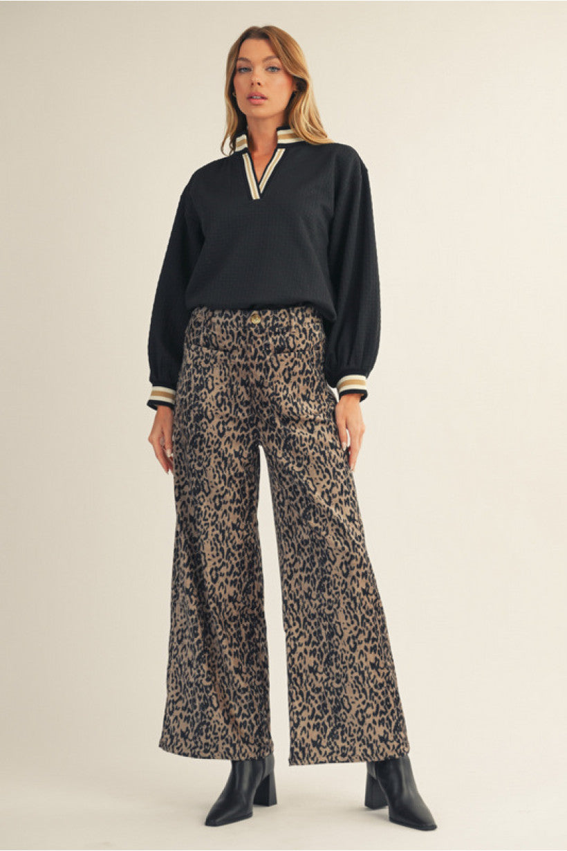 Savannah Streets Leopard Wide-Leg Pants