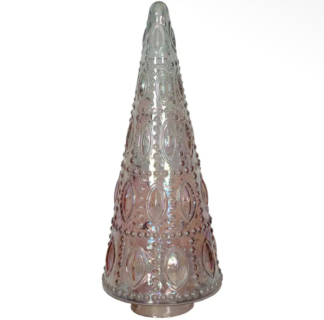 Blush Pink Luster Beaded Glass Christmas Trees