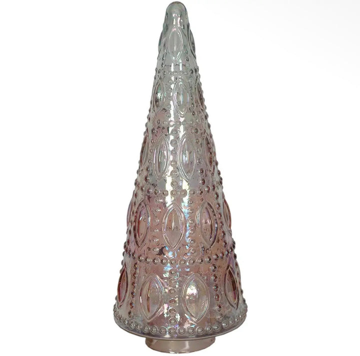Blush Pink Luster Beaded Glass Christmas Trees