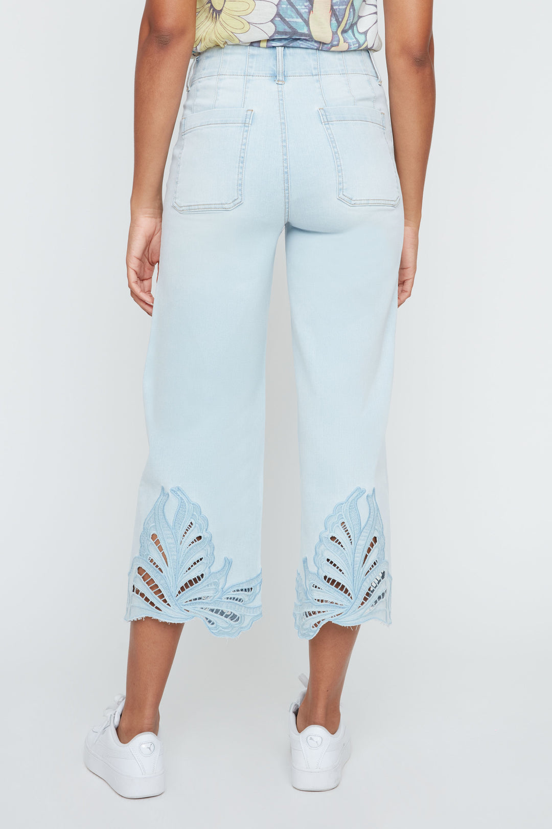 Azure Lace Whisper Cropped Denim