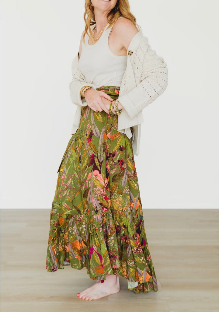 Featherington 3-Way Wrap Skirt – Green