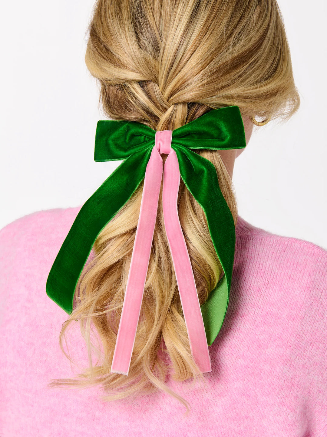 Velvet Ribbon Bow Hair Clip – Red or Green