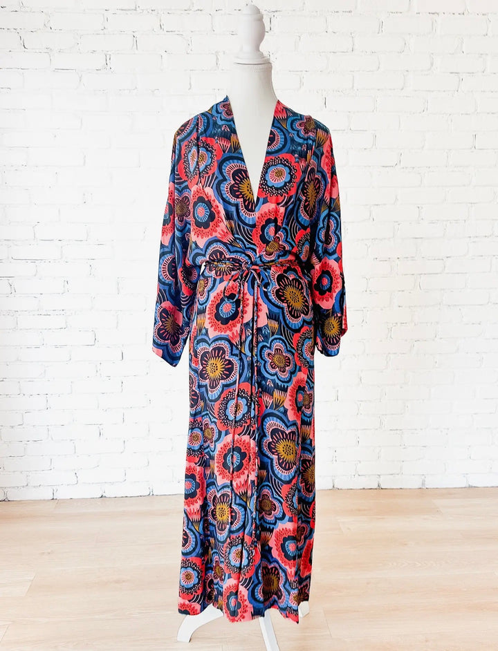 Pop Floral Wrap-Tie Maxi Dress