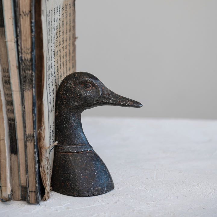 Cast Iron Duck Head Bookends (Set)
