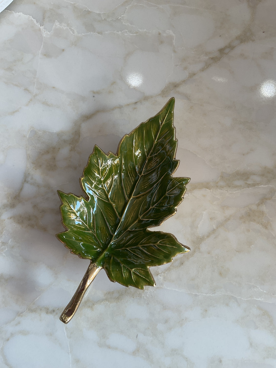 Enamel Leaf Trinket Dish