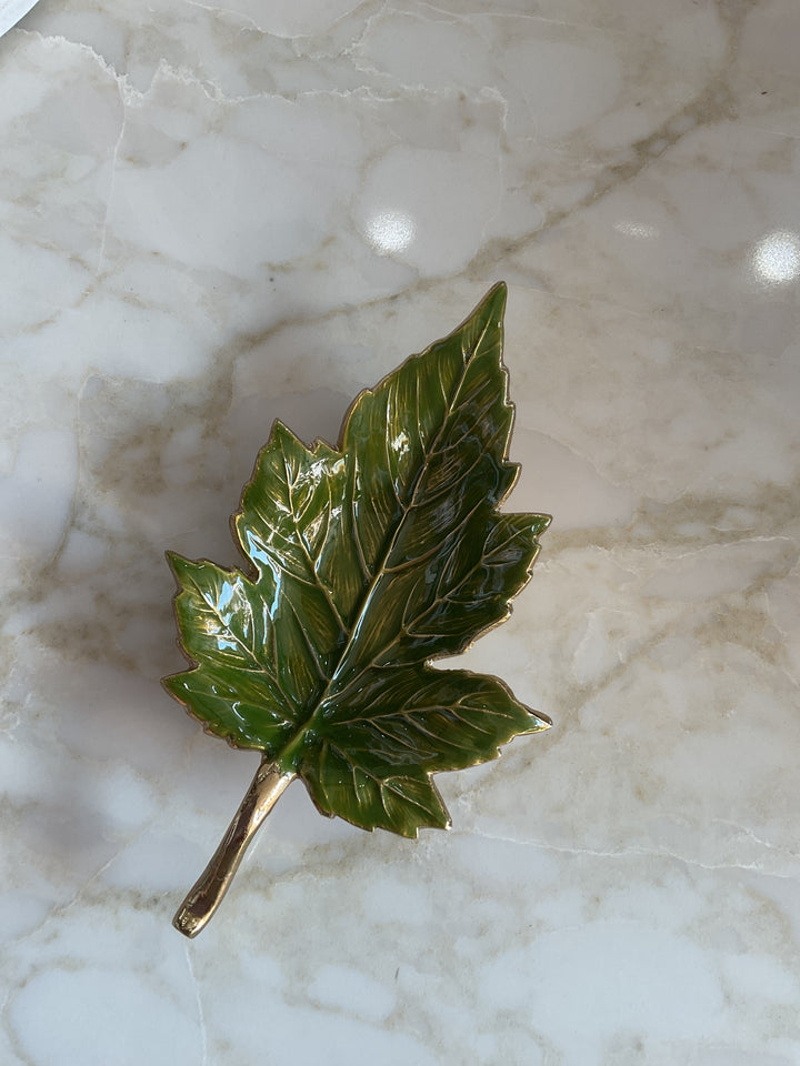 Enamel Leaf Trinket Dish