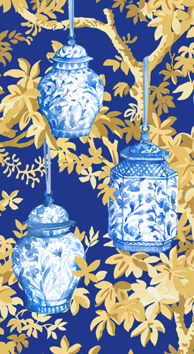 Caspari Chinoiserie Ginger Jars Guest Napkins