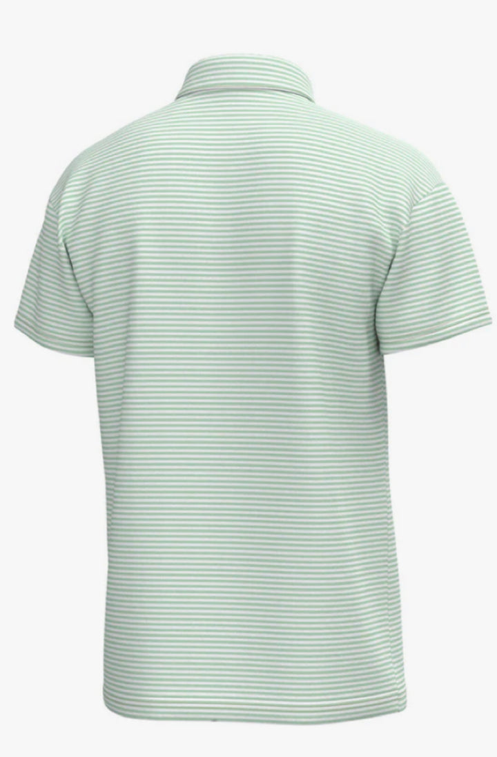 Morgan Stripe Performance Polo - Spring Green & White