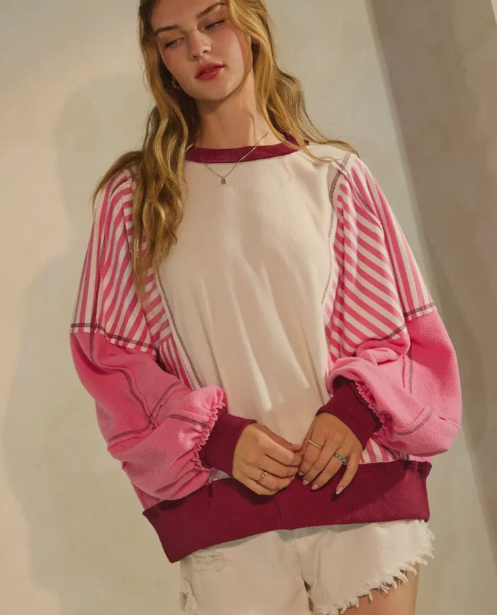 Candy Stripe Colorblock Pullover