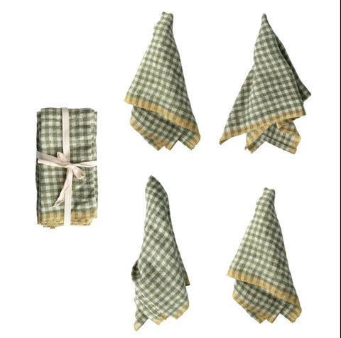 Gingham Green Napkins Set of 4