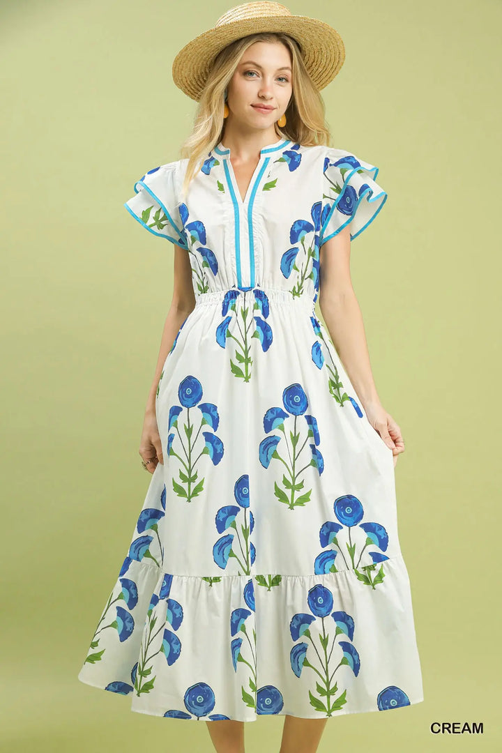 Azure Meadow Midi Dress