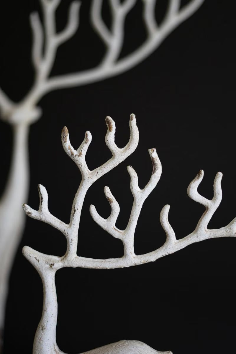 White Antler Reindeer Sculptures