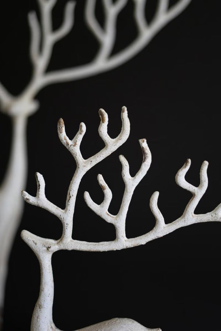 White Antler Reindeer Sculptures