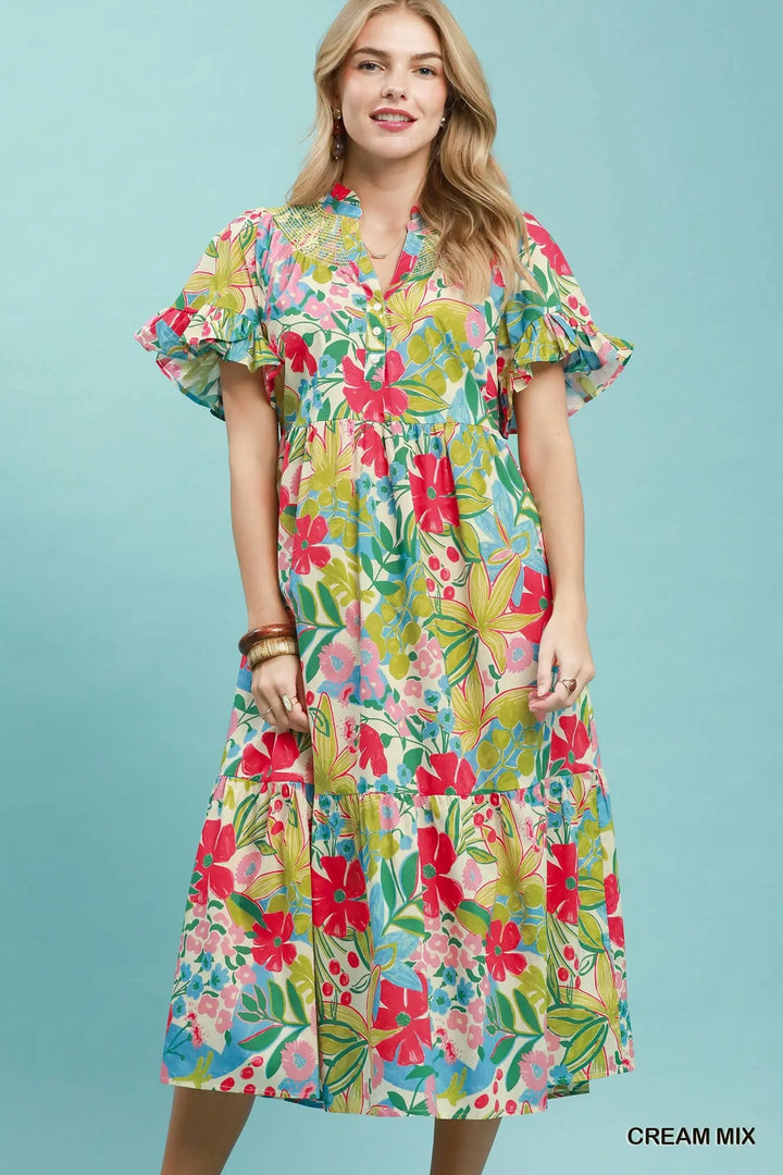 Botanical Breeze Midi Dress