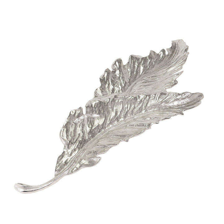 Silver Feather Luxe Tray – 34” Long