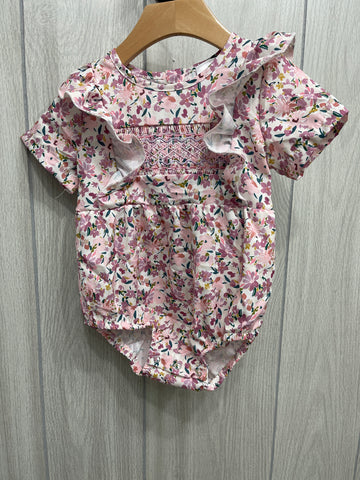 Smocking Embroidered Floral Onesie