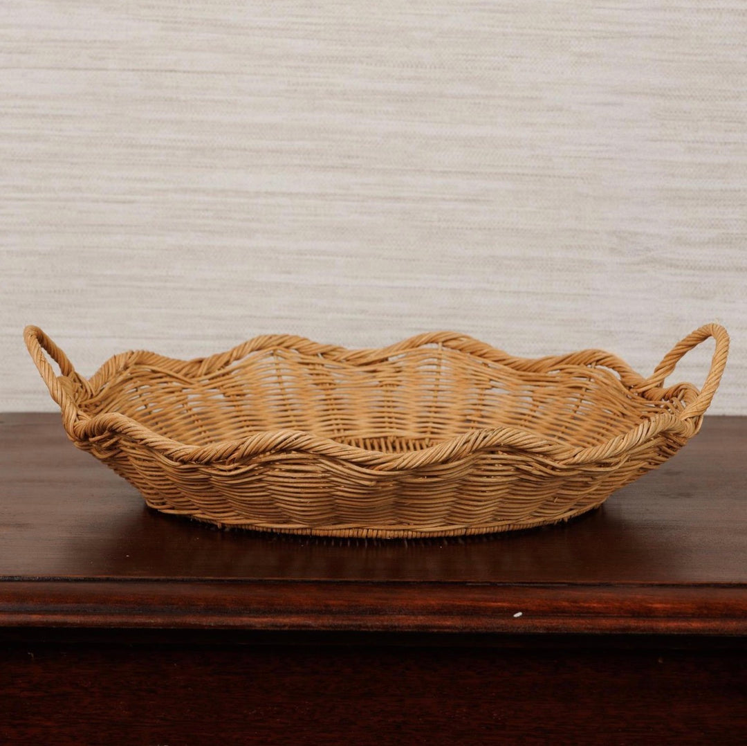 Scalloped Rattan Serving Tray