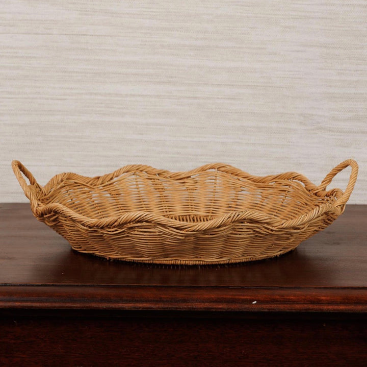 Scalloped Rattan Serving Tray
