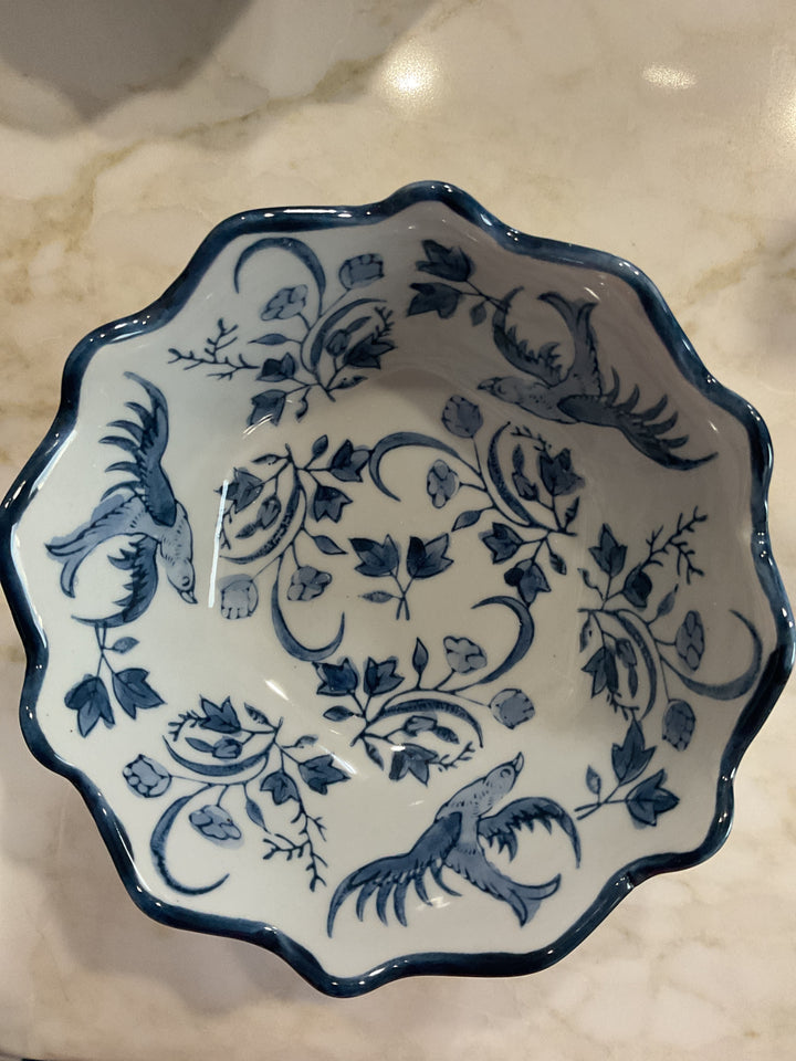 Blue & White Pedestal Bowl