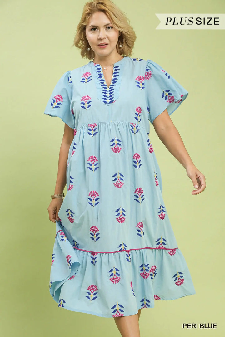 Periwinkle Bloom Midi Dress