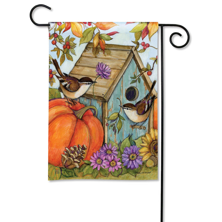 Autumn Birdhouse Garden Flag