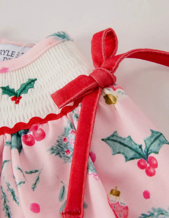 Pink Noel Smocked Bubble