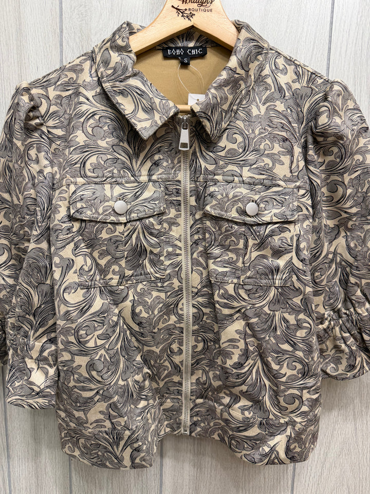 Ashford Scroll Faux Suede Jacket